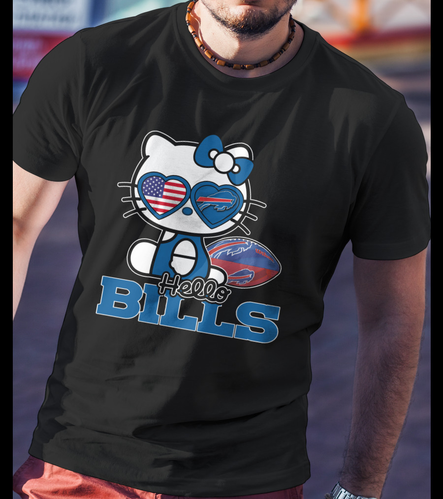 Hello Kitty Buffalo Bills USA Heart Mascot T-Shirt