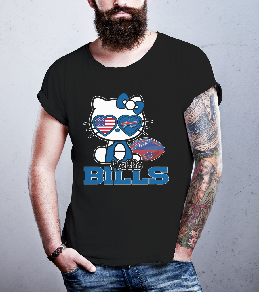 Hello Kitty Buffalo Bills USA Heart Mascot T-Shirt