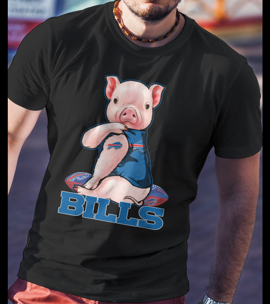 Pig Wearing Buffalo Bills Jersey T-Shirt