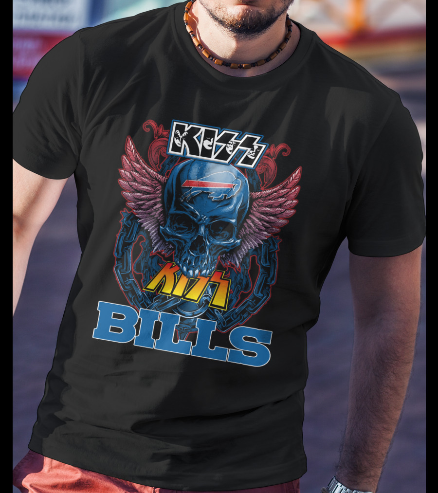 Kiss Buffalo Bills Skull Wings T-Shirt