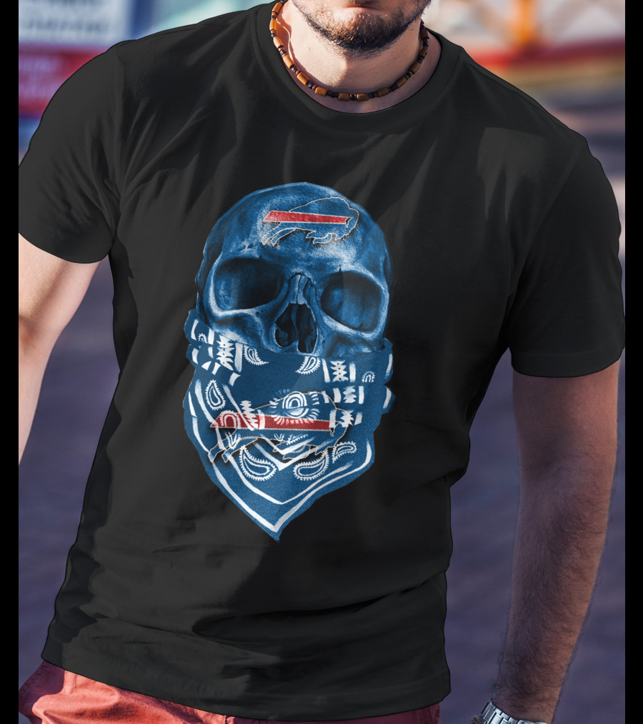 Buffalo Bills Skull Blue Bandana T-Shirt