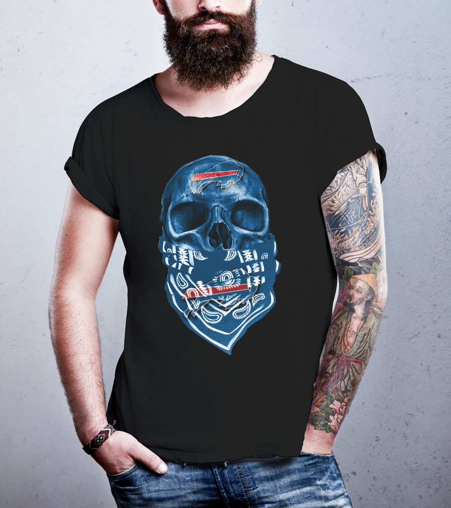 Buffalo Bills Skull Blue Bandana T-Shirt