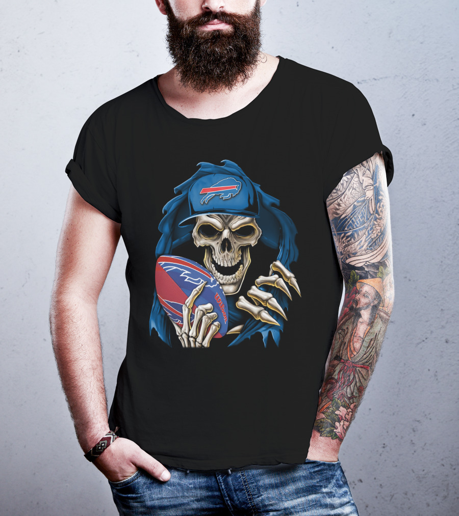 Buffalo Bills Skull Holding Football T-Shirt