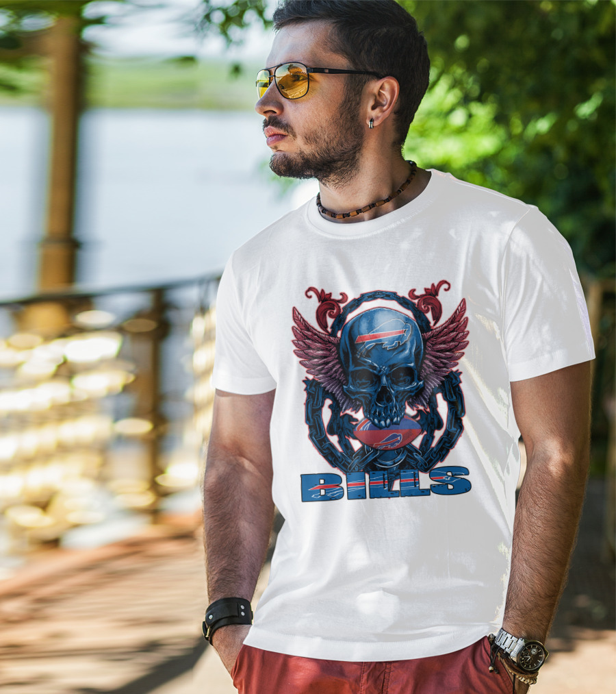 Buffalo Bills Winged Skullfb Football T-Shirt