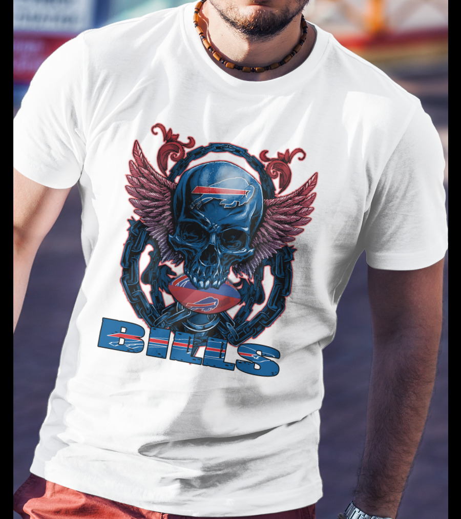 Buffalo Bills Winged Skullfb Football T-Shirt