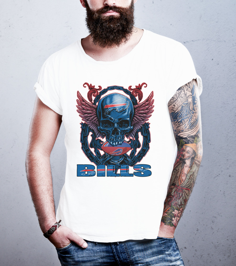 Buffalo Bills Winged Skullfb Football T-Shirt