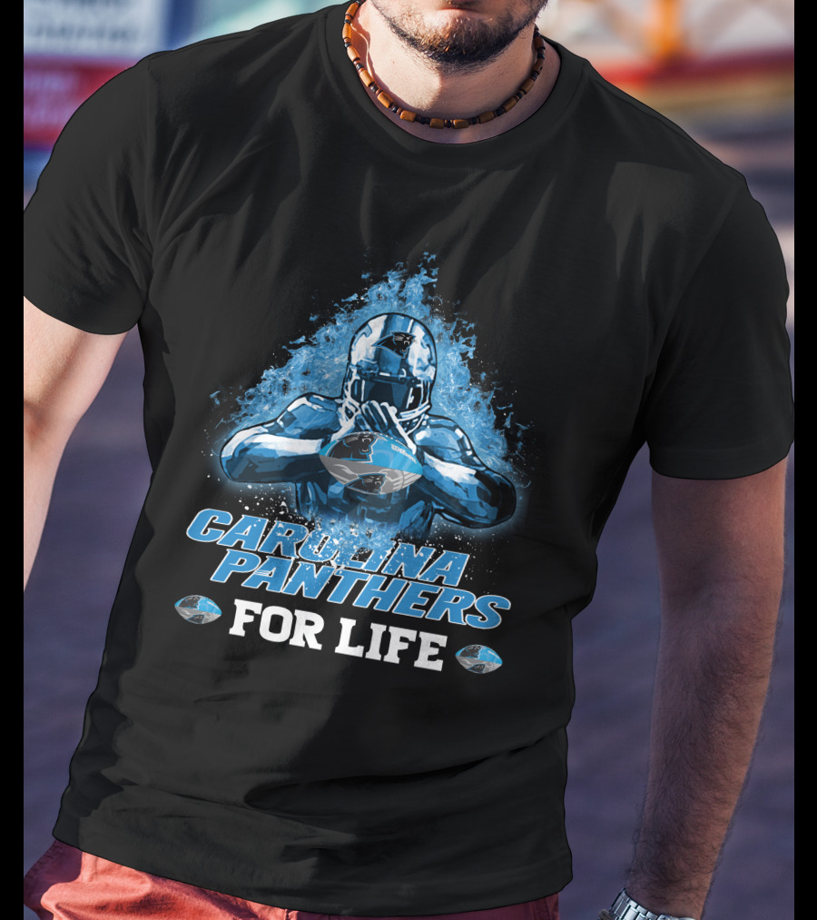 CAROLINA PANTHERS FOR LIFE Football Player Helmet And Football T-Shirt