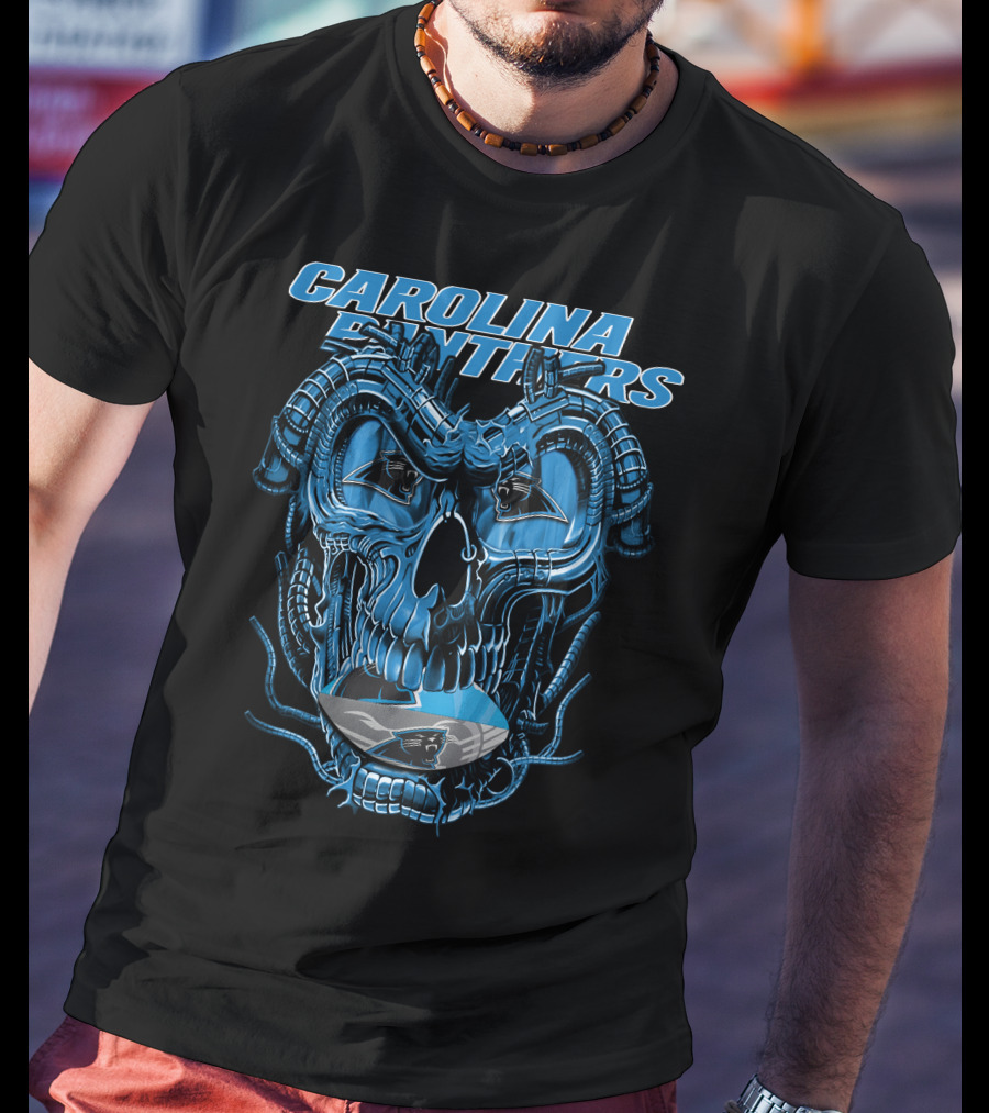 CAROLINA PANTHERS Dragonskull Robot-Themed Panther T-Shirt