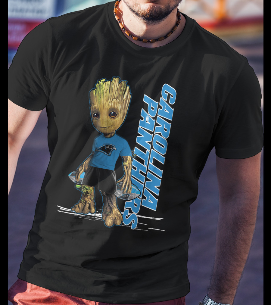 Groot Carolina Panthers Guardians Of The Galaxy Crossover T-Shirt