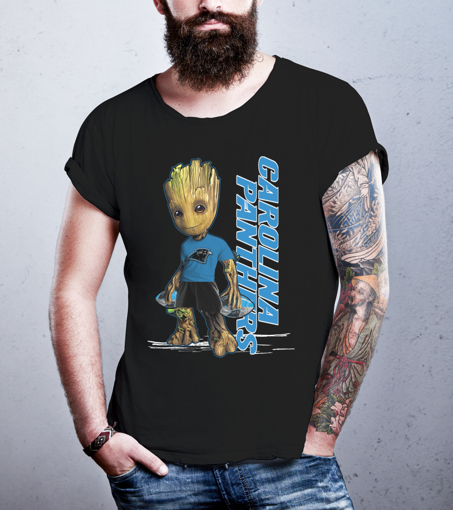 Groot Carolina Panthers Guardians Of The Galaxy Crossover T-Shirt