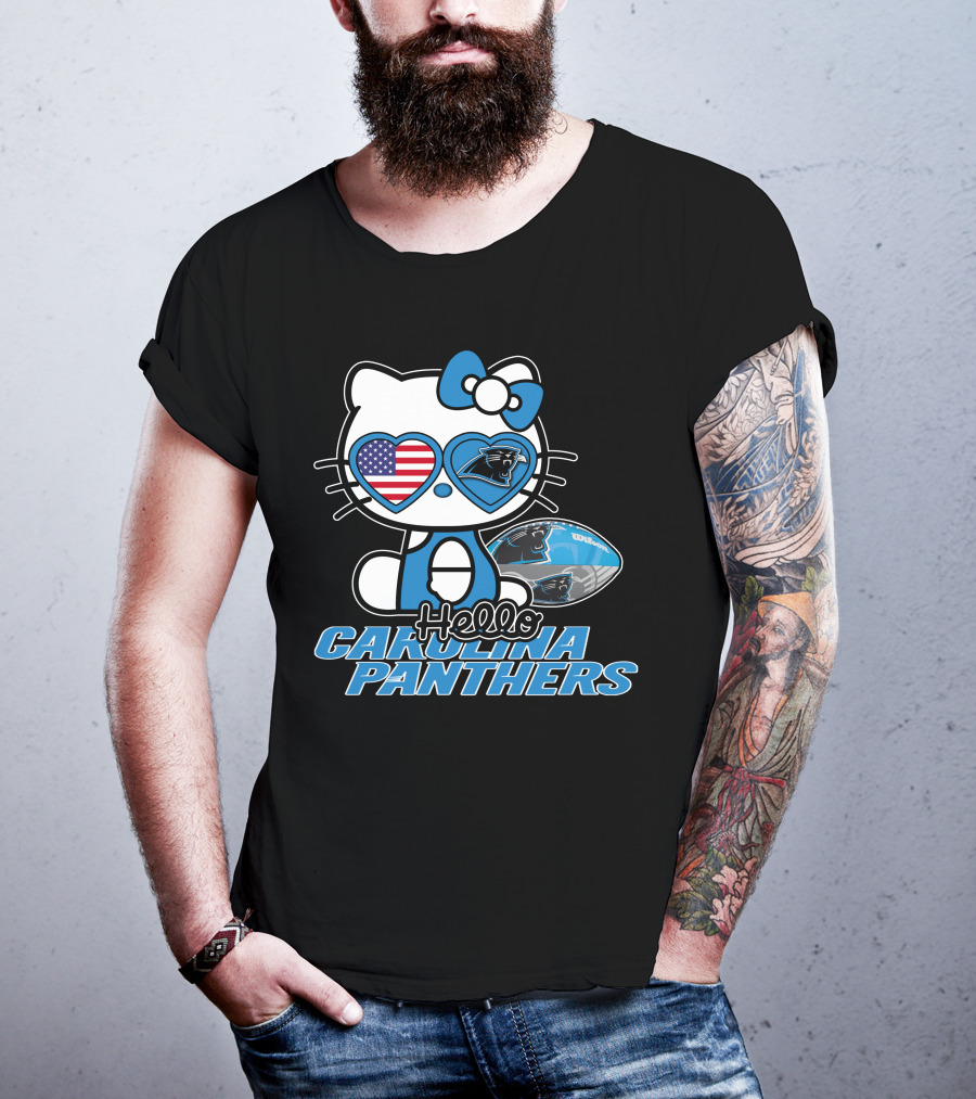 Hellokitty Carolina Panthers American Flag Football T-Shirt