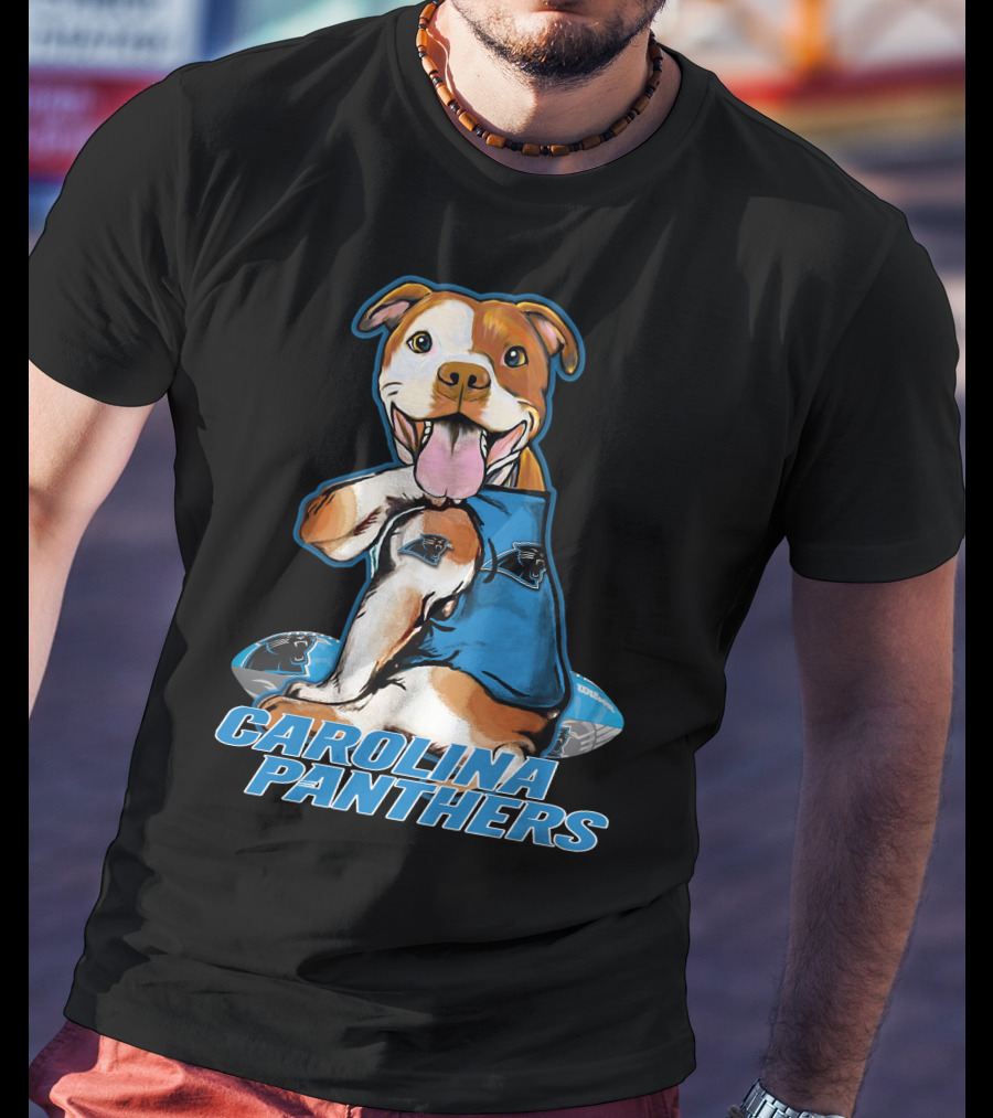 Pittbull Carolina Panthers Football Dog T-Shirt