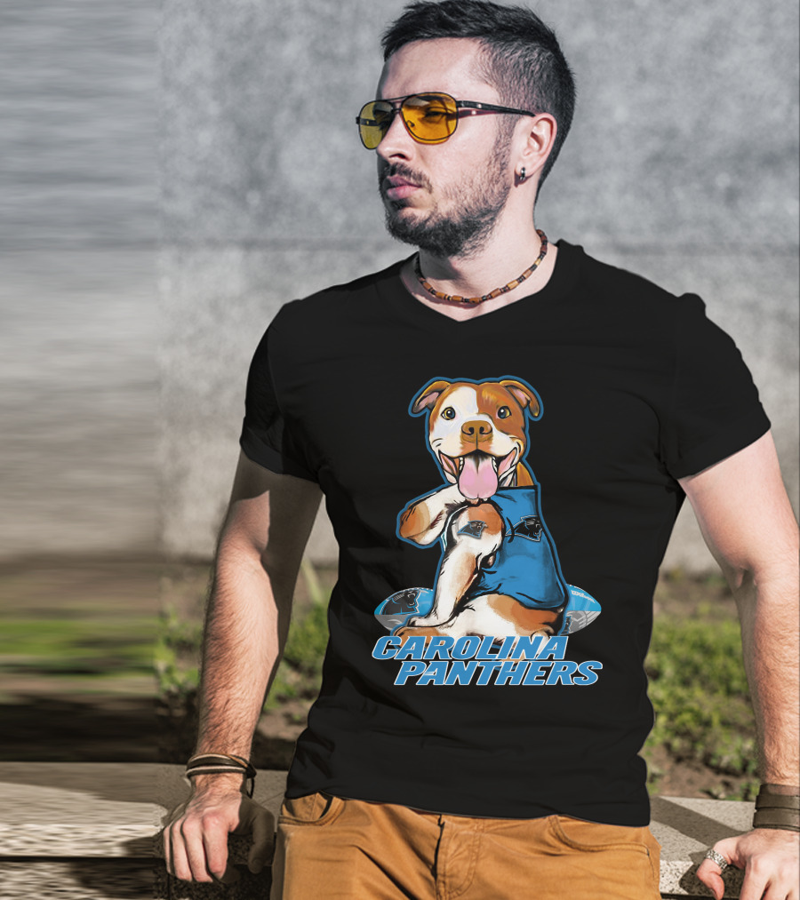 Pittbull Carolina Panthers Football Dog T-Shirt