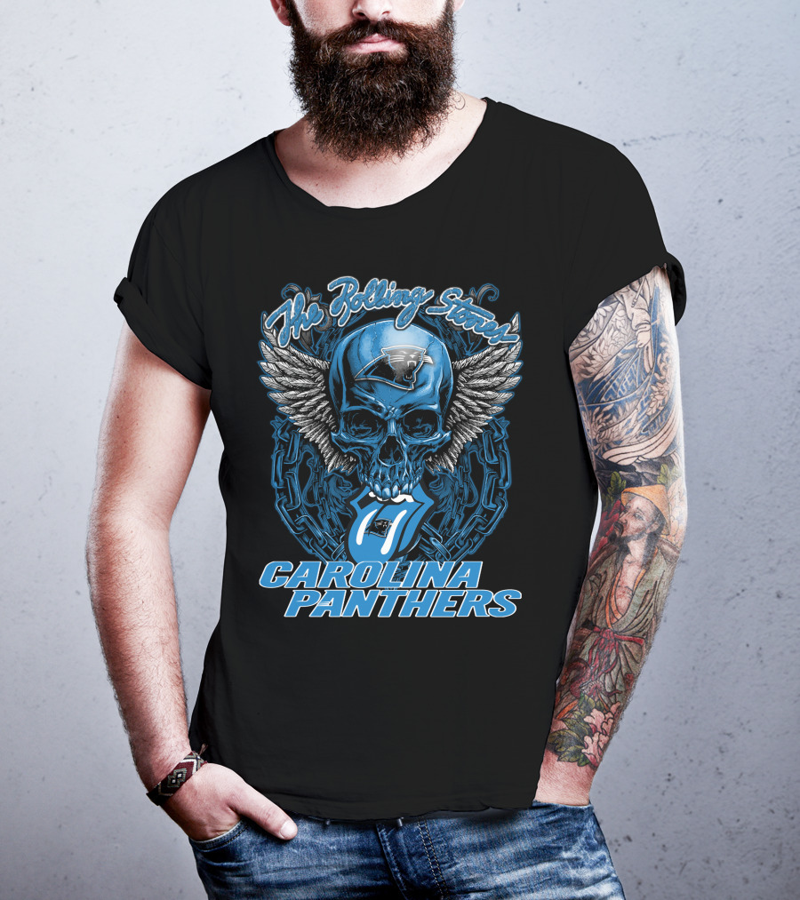 The Rolling Stones Carolina Panthers Skull With Wings And Tongue T-Shirt