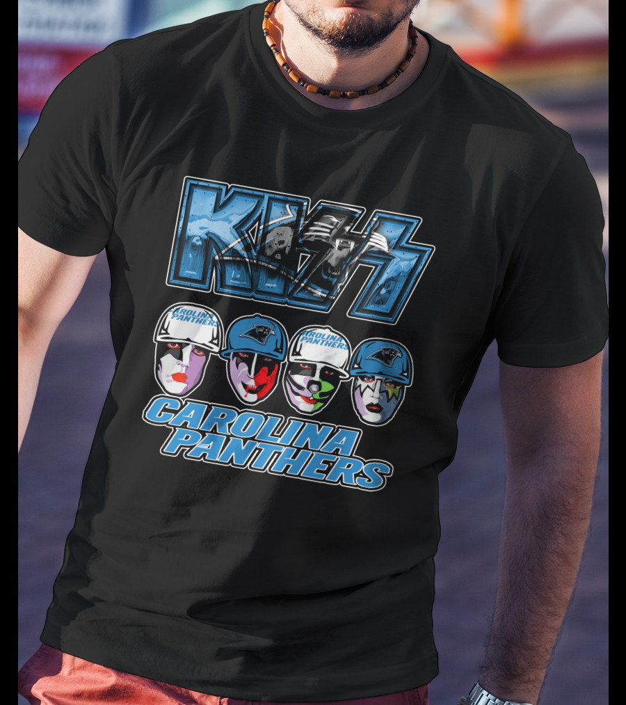 Kiss Carolina Panthers Face Paint Hats Nfl Team T-Shirt