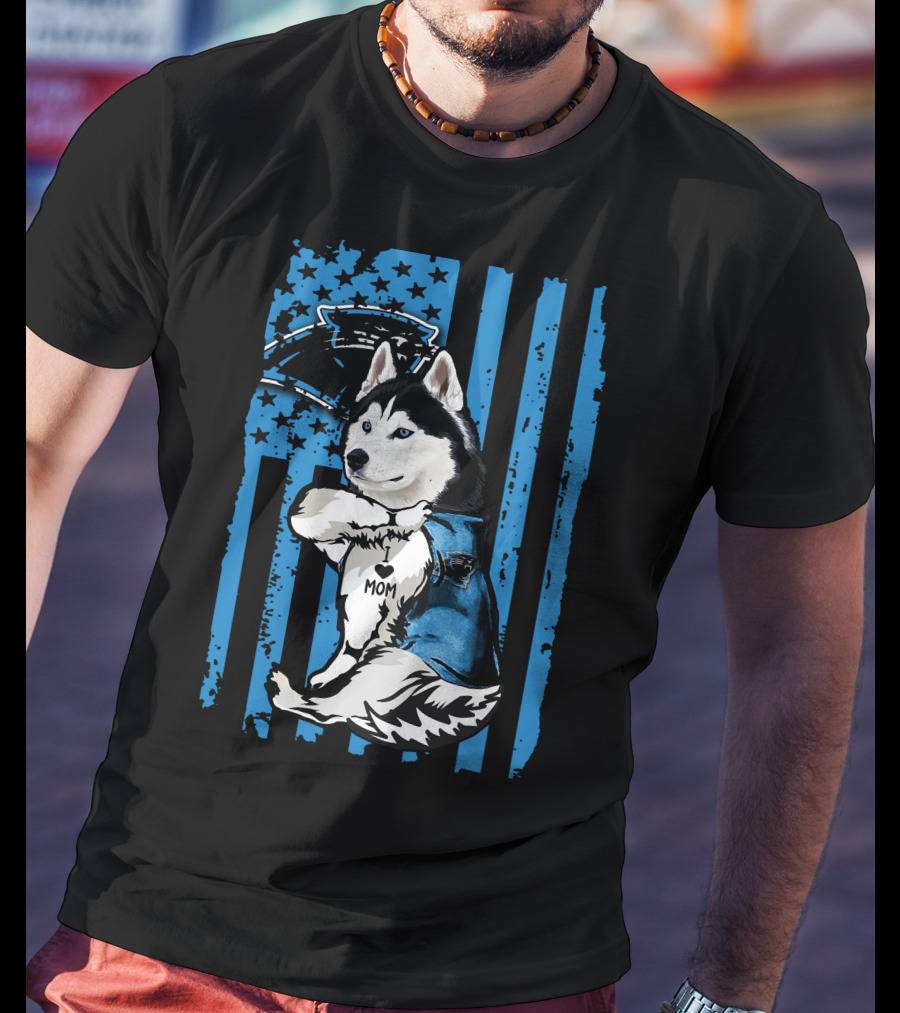 Siberian Husky Mom Carolina Panthers Fan T-Shirt