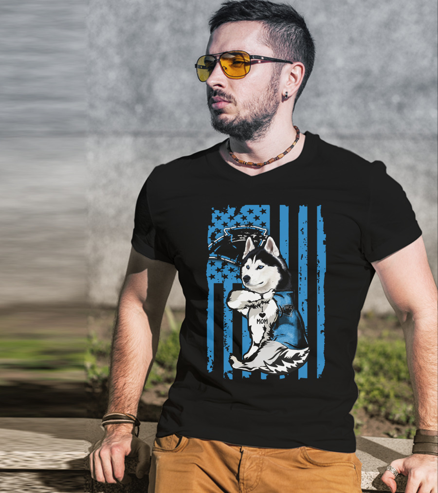 Siberian Husky Mom Carolina Panthers Fan T-Shirt