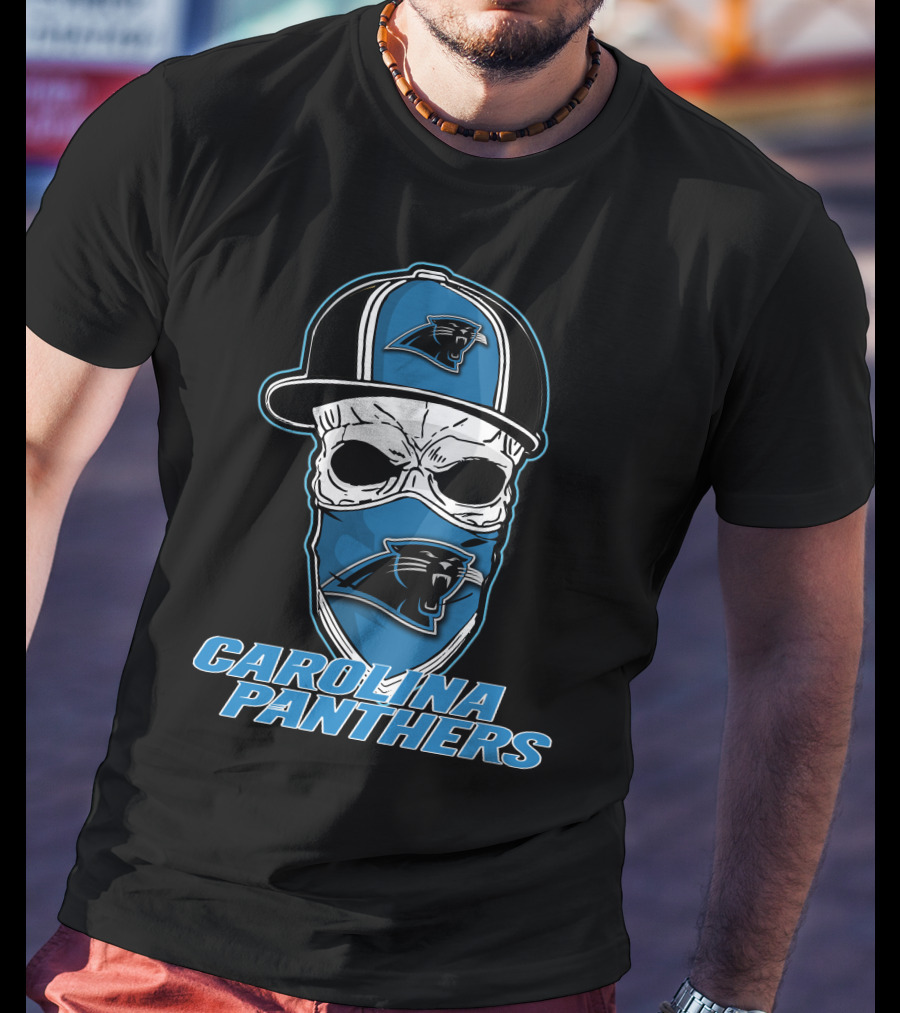 Carolina Panthers Skull Hat Fan T-Shirt