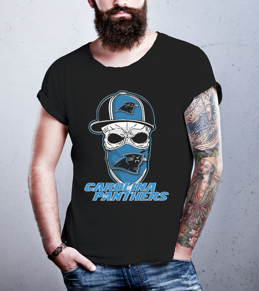 Carolina Panthers Skull Hat Fan T-Shirt