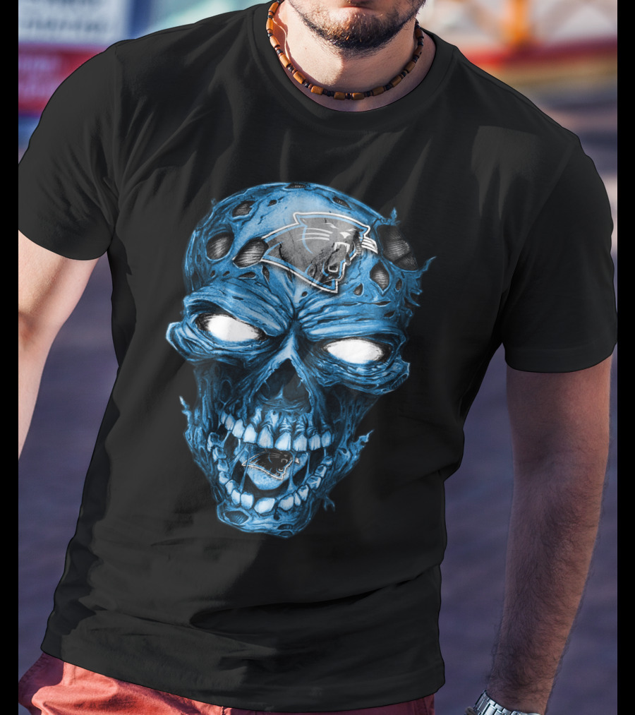 Skull Carolina Panthers NFL Blue Horror T-Shirt