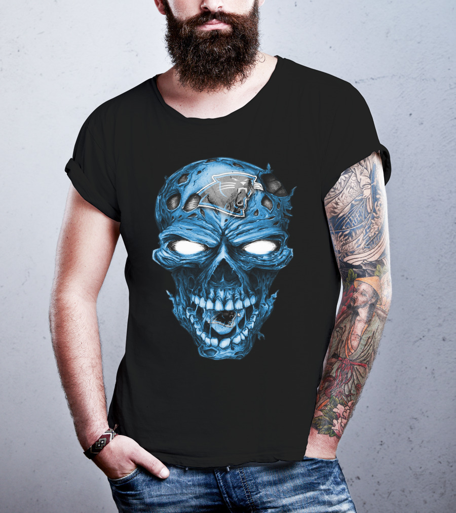 Skull Carolina Panthers NFL Blue Horror T-Shirt