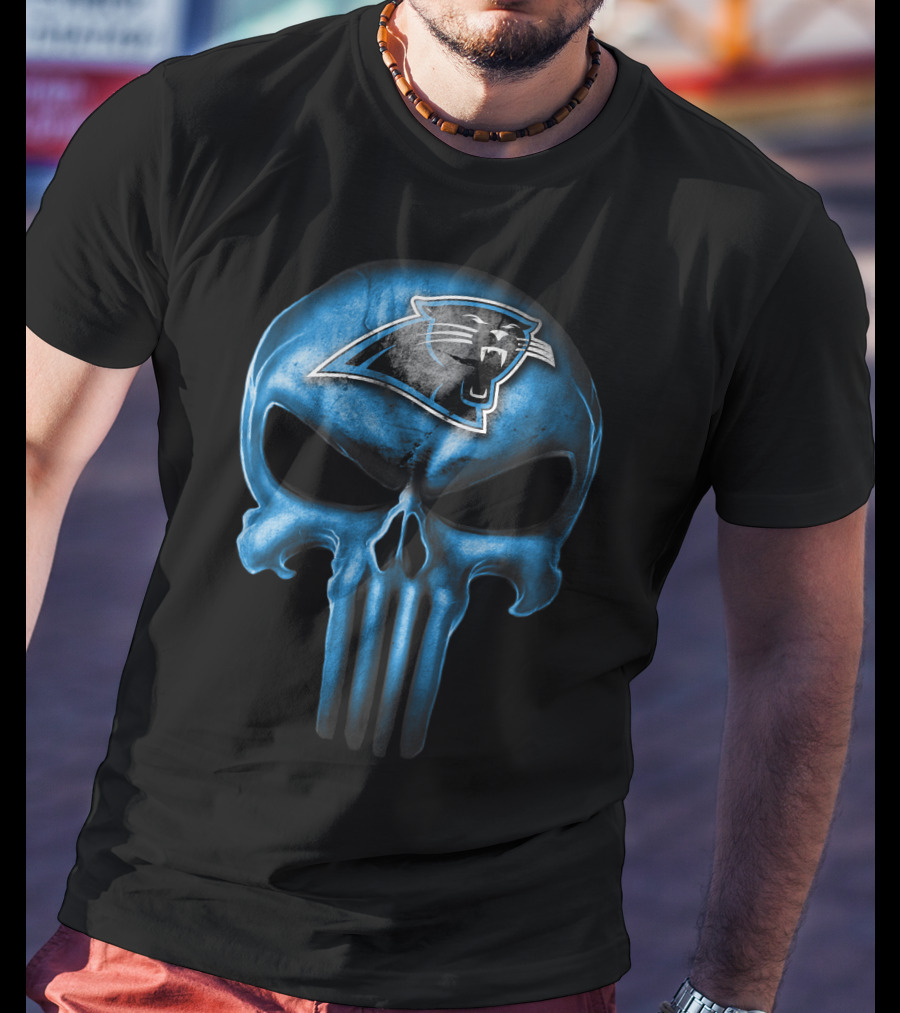 Skull Carolina Panthers Punisher Logo Mashup T-Shirt