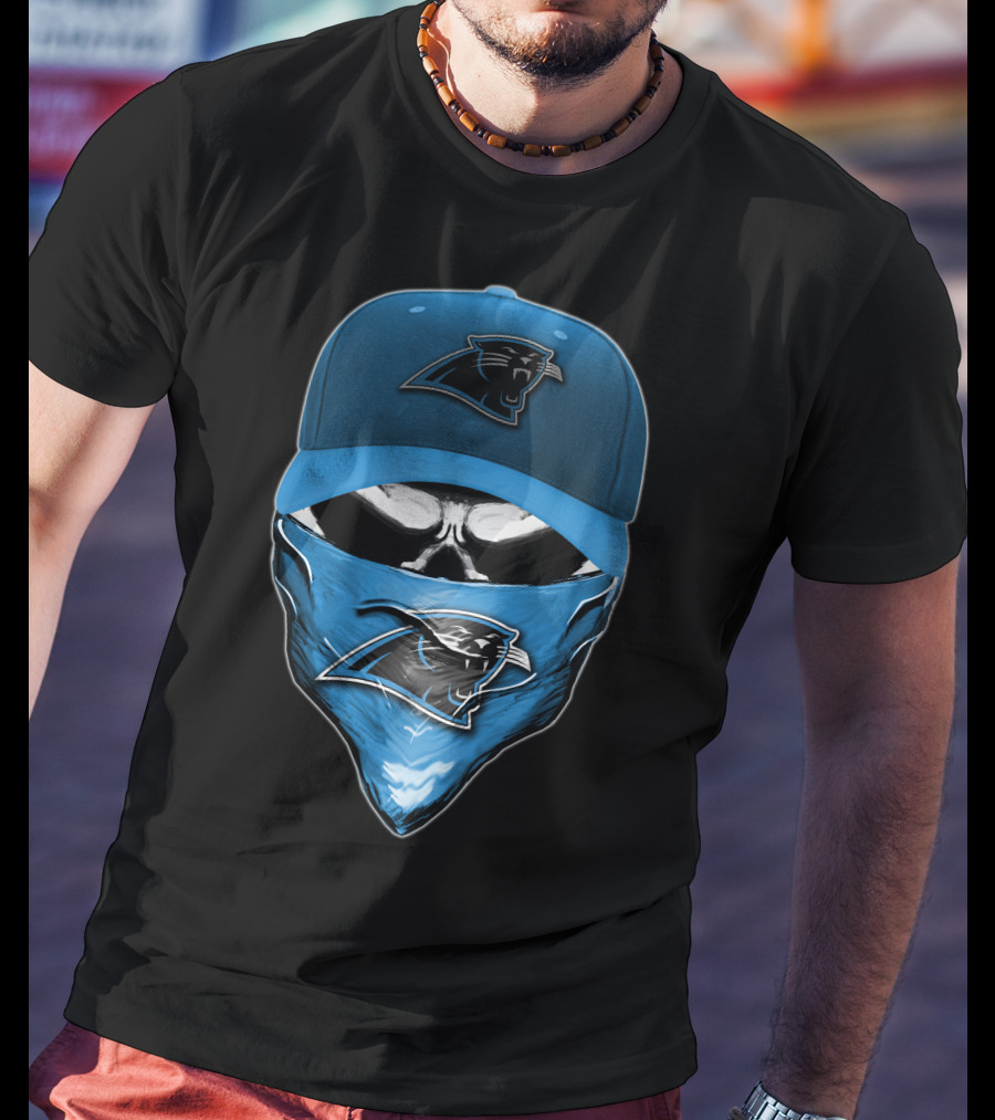 Skull Carolina Panthers Hat Bandana T-Shirt