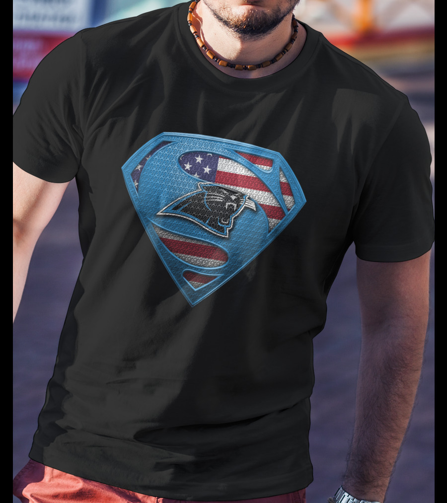 Carolina Panthers Super Shield American Flag T-Shirt