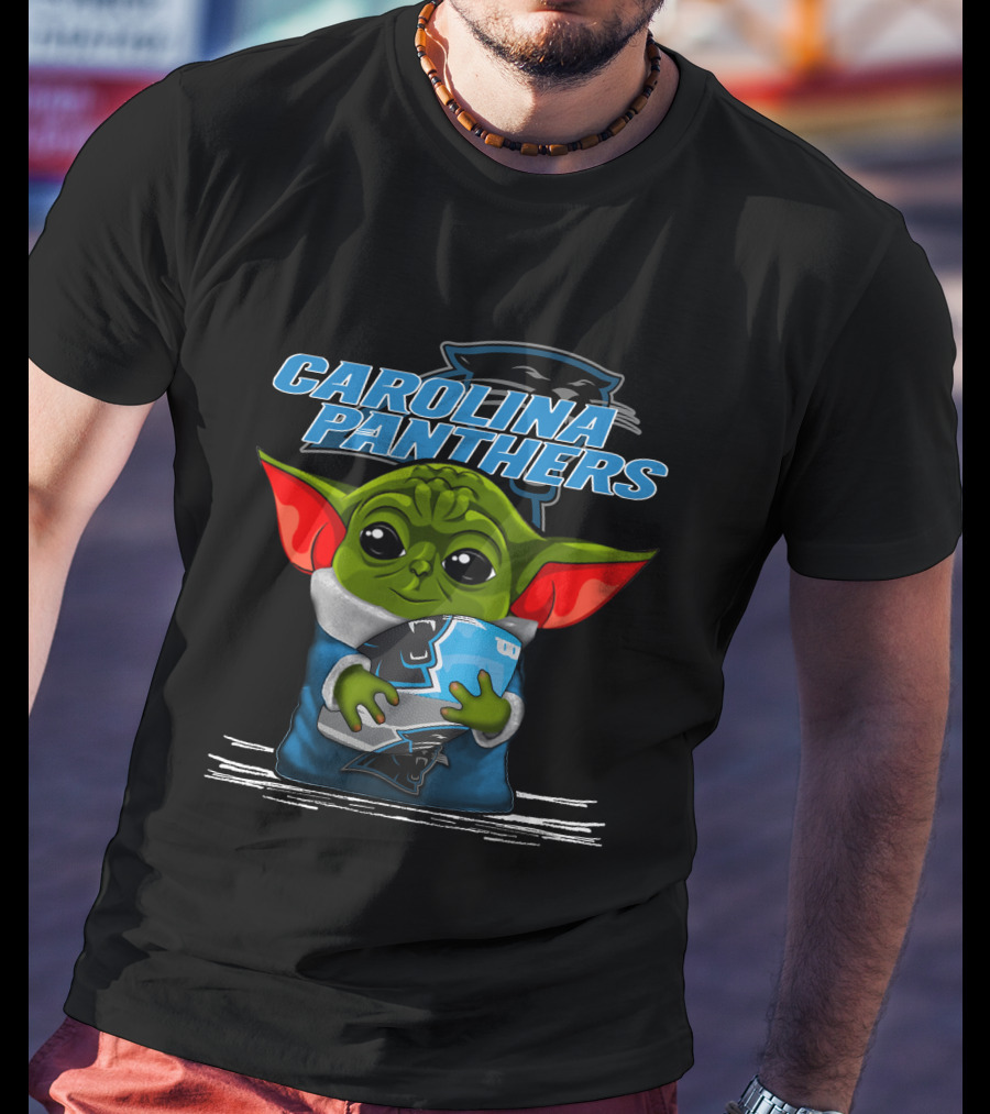 CAROLINA PANTHERS Yoda Holding Football T-Shirt