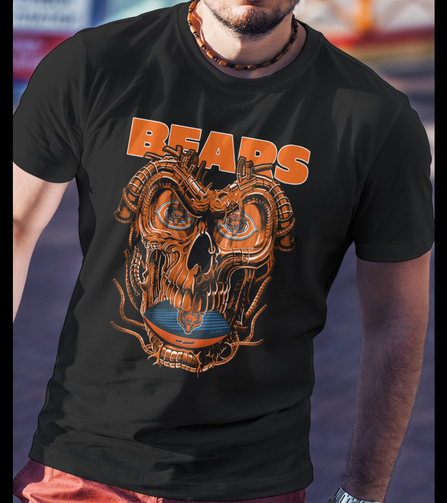 Dragonskull BEARS CHICAGO Football Skulldesign T-Shirt