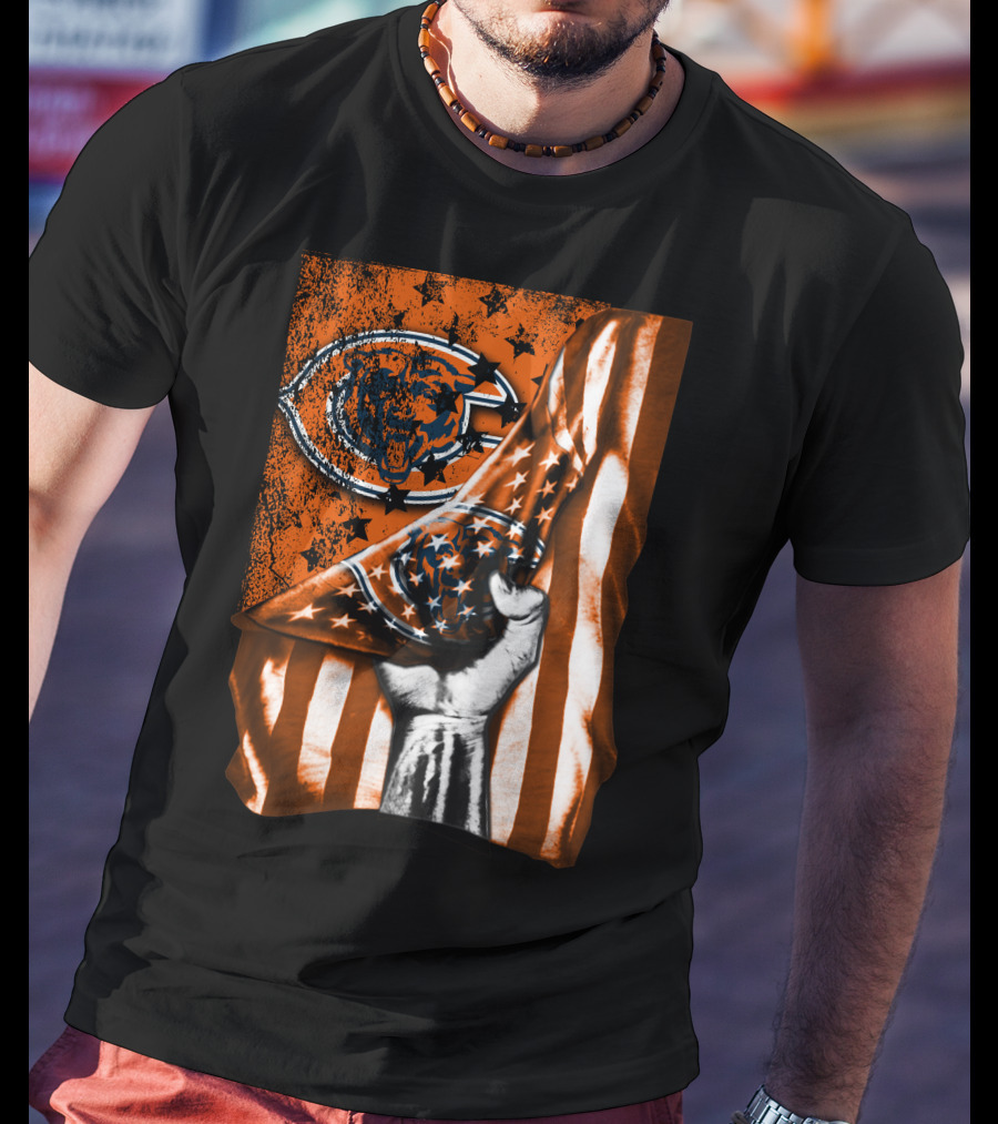 Chicago Bears American Flag Bear T-Shirt