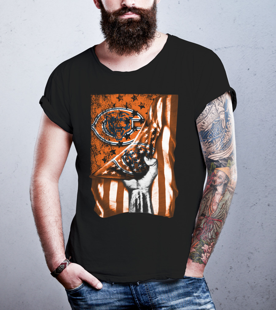 Chicago Bears American Flag Bear T-Shirt