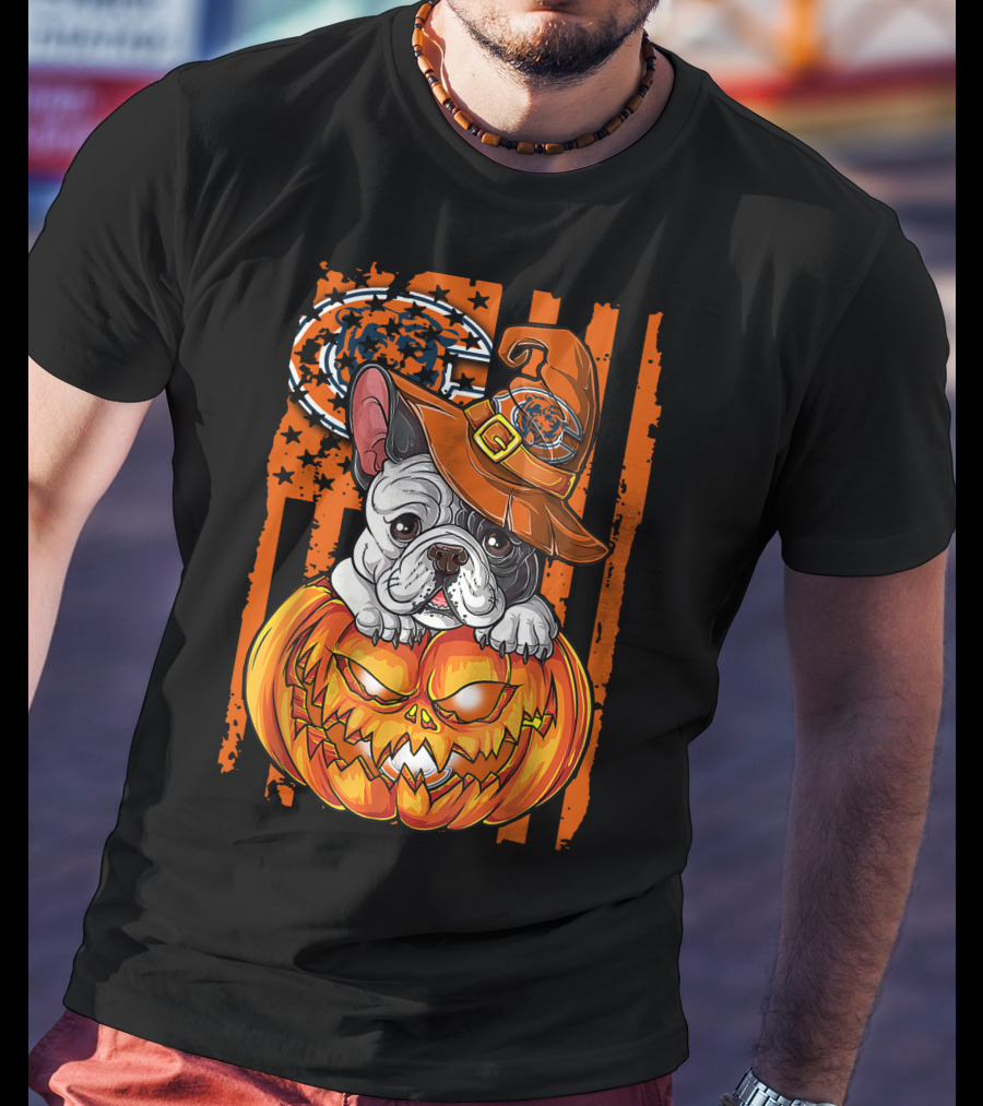 Hlw Bulldog Chicago Bears Halloween Pumpkin T-Shirt