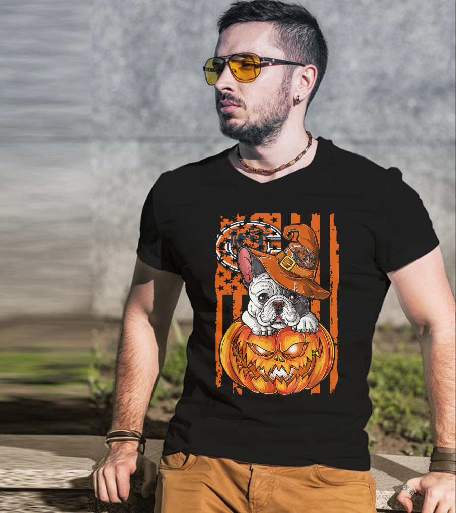 Hlw Bulldog Chicago Bears Halloween Pumpkin T-Shirt