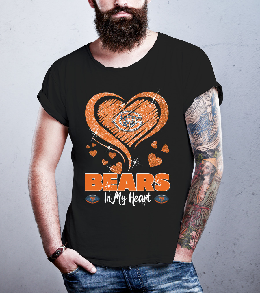BEARS In My Heart Chicago Bears Sparkling Emblem T-Shirt