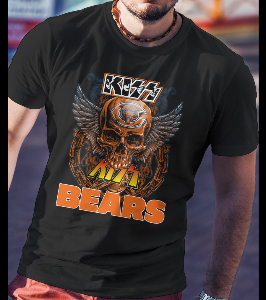KISS CHICAGO BEARS Skull Wings T-Shirt
