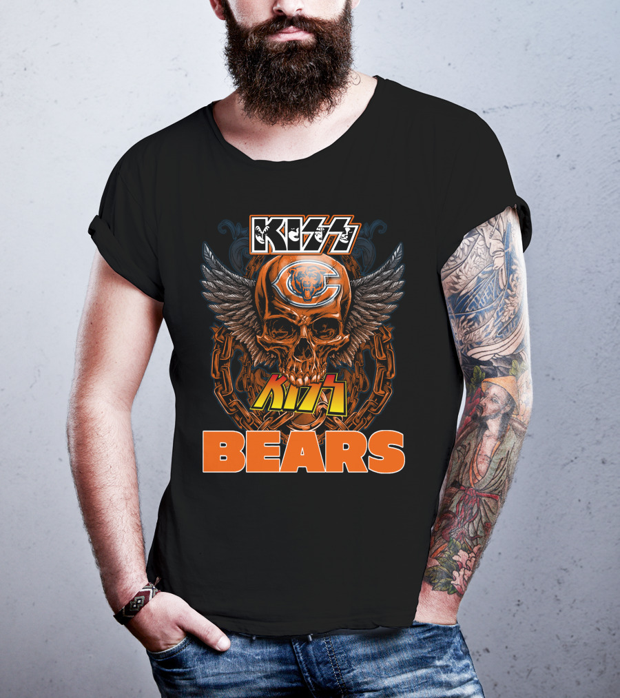 KISS CHICAGO BEARS Skull Wings T-Shirt