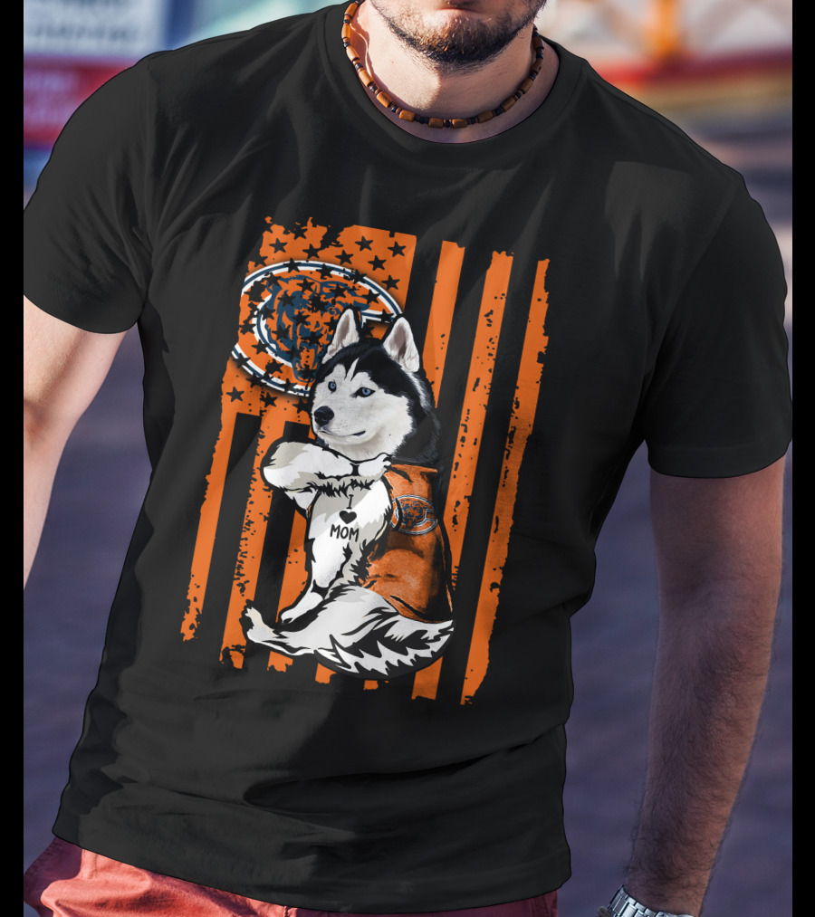 Siberian Husky Chicago Bears Fanatic Mom T-Shirt