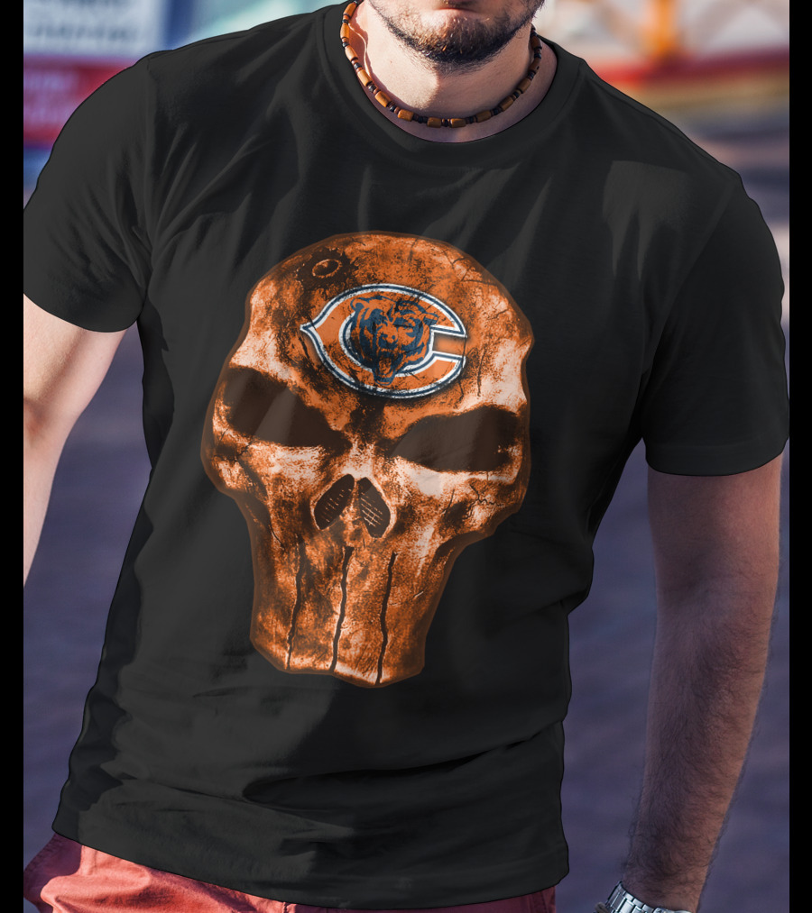 Skull Chicago Bears Logo NFL T-Shirt