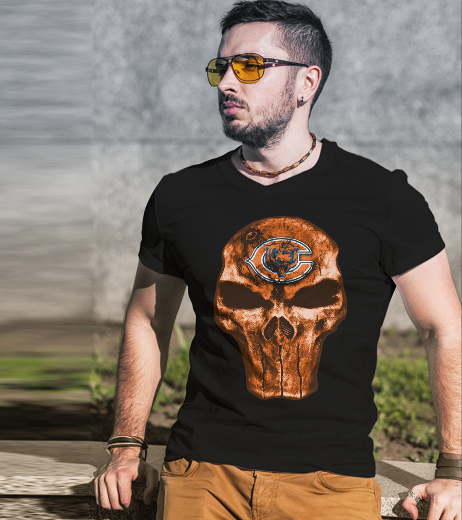 Skull Chicago Bears Logo NFL T-Shirt