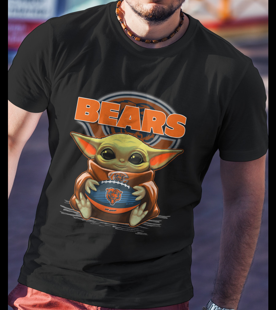 Yoda BEARS Football Chicago Baby Holding Football T-Shirt