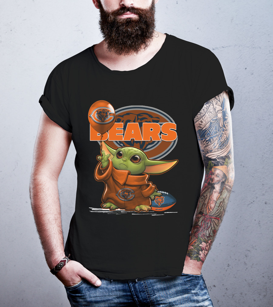 Yoda BEARS Chicago Football Balloon And Jersey T-Shirt