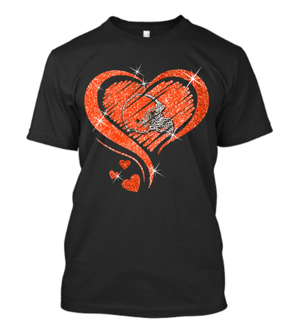 Heart Diamond Cleveland Browns Glitter Helmet Sparkle T-Shirt