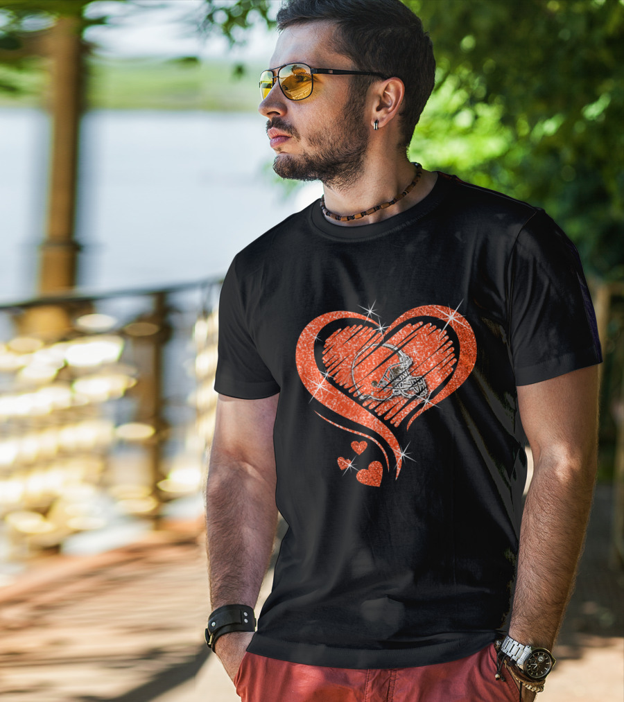 Heart Diamond Cleveland Browns Glitter Helmet Sparkle T-Shirt