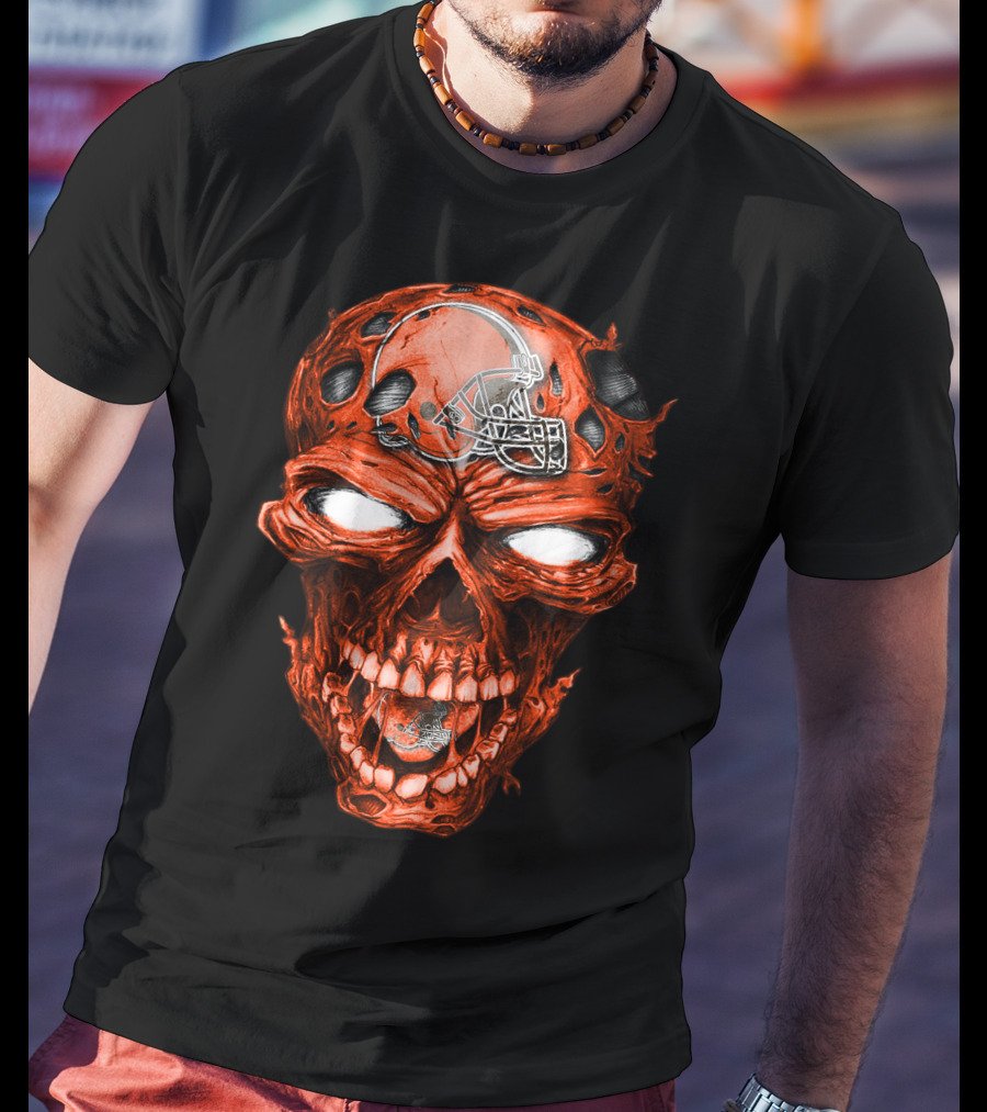 Skull Cleveland Browns Halloween Football Helmet T-Shirt