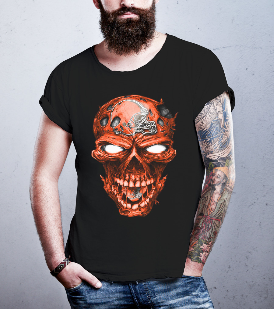 Skull Cleveland Browns Halloween Football Helmet T-Shirt