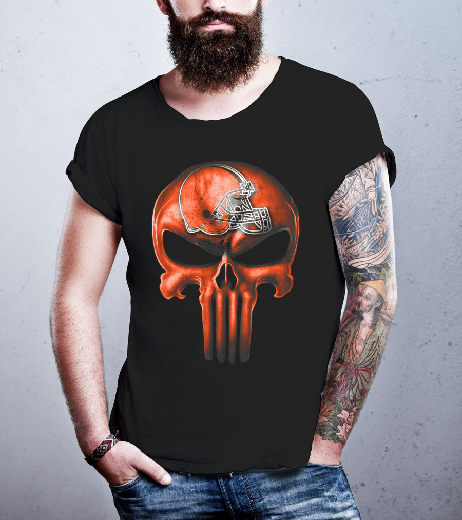 Skull Cleveland Browns Helmet T-Shirt