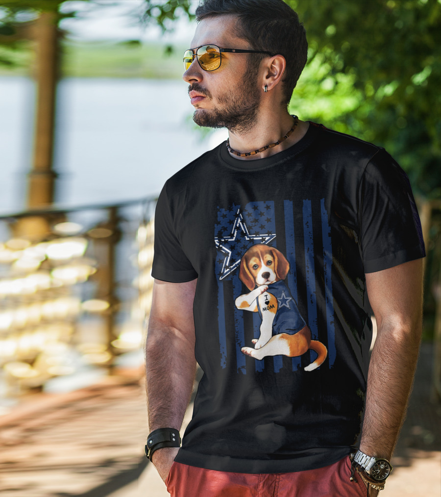 Beagle I Love Mom Dallas Cowboys Star Fan Pride T-Shirt