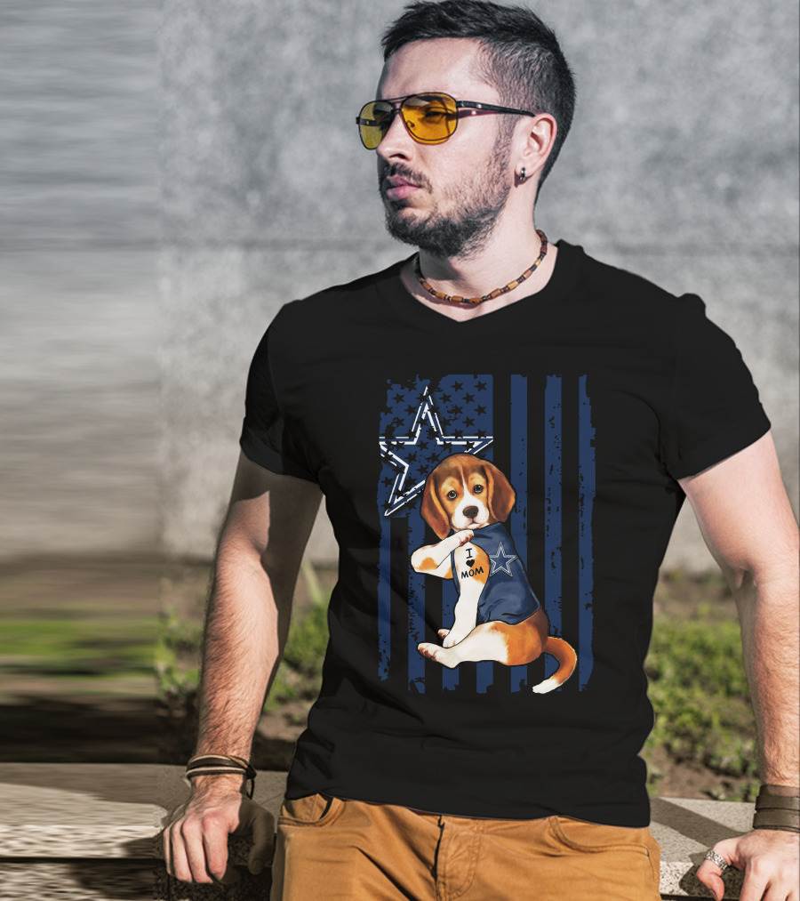 Beagle I Love Mom Dallas Cowboys Star Fan Pride T-Shirt