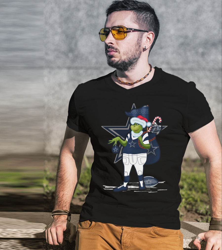 Grinchxmas V1 Dallas Cowboys Star Holiday Football Cheer T-Shirt